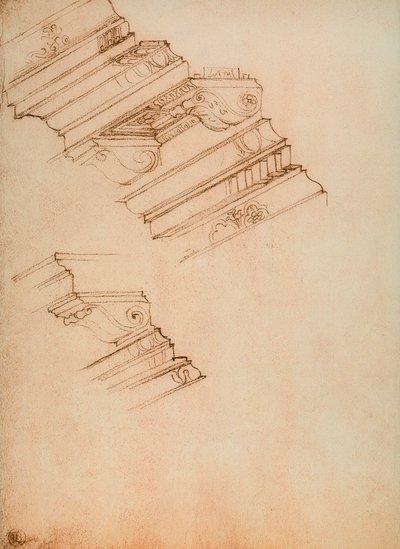Study for two cornices (drawing by Michelangelo) by Michelangelo Buonarroti